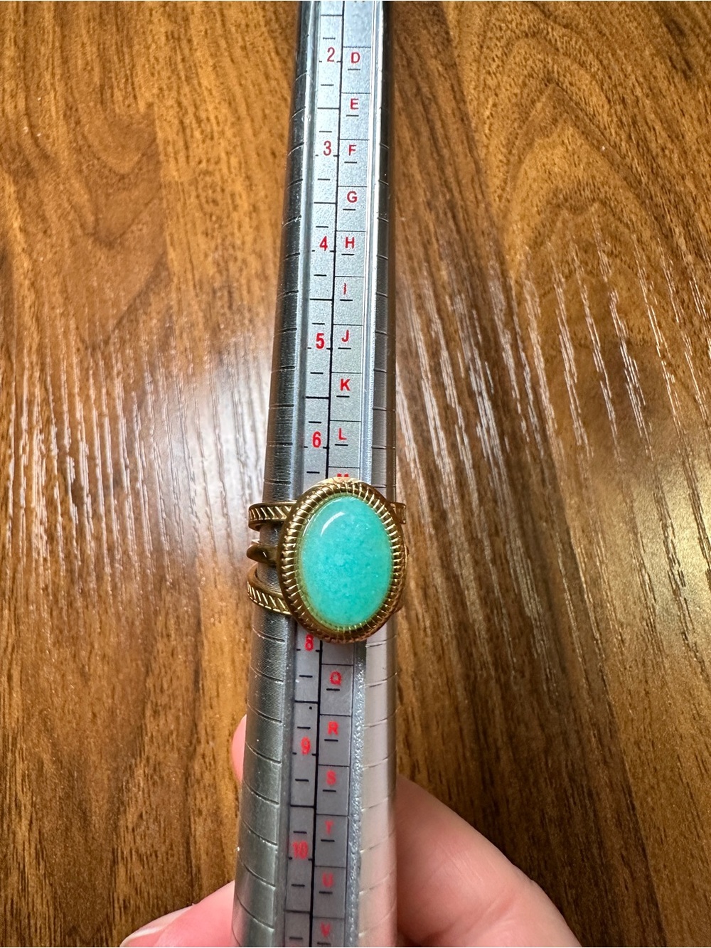 Gold Plated Ring with Turquoise Oval Glass Stone